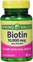 Spring Valley Biotin Suplemento dietético, 10.000 Mg Com 100 Mg de queratina, 60 Comprimidos