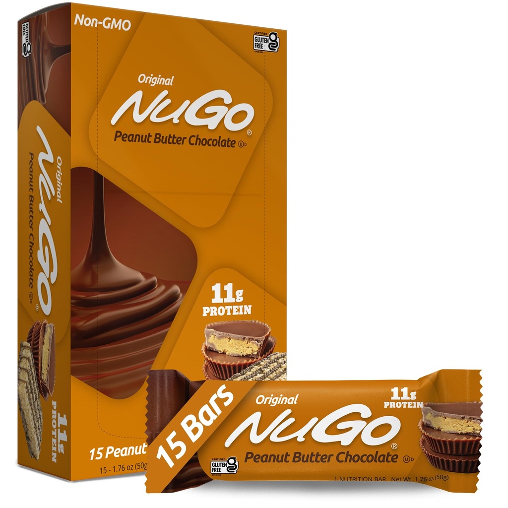 NuGo Protein Bar, Manteiga de amendoim, 11g Protein, Sem glúten, 15 Count