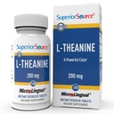 Fonte Superior L-Theanina 200 mg - Suplemento de apoio à saúde do cérebro para adultos - Suplemento Fórmula Aids Melhor Sono & Energia Diária - Suporta Concentração Naturalmente - 100 Comprimidos Dissolve Instant