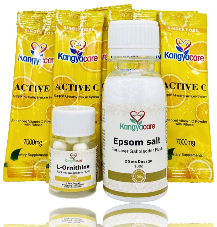 Flush da vesícula biliar hepática - 1-Noite Limpeza do fígado e vesícula biliar, Protocolo de Detox hepática - Limpa o fígado, vesícula biliar e trato de ducto biliar e cólon (2 dose)