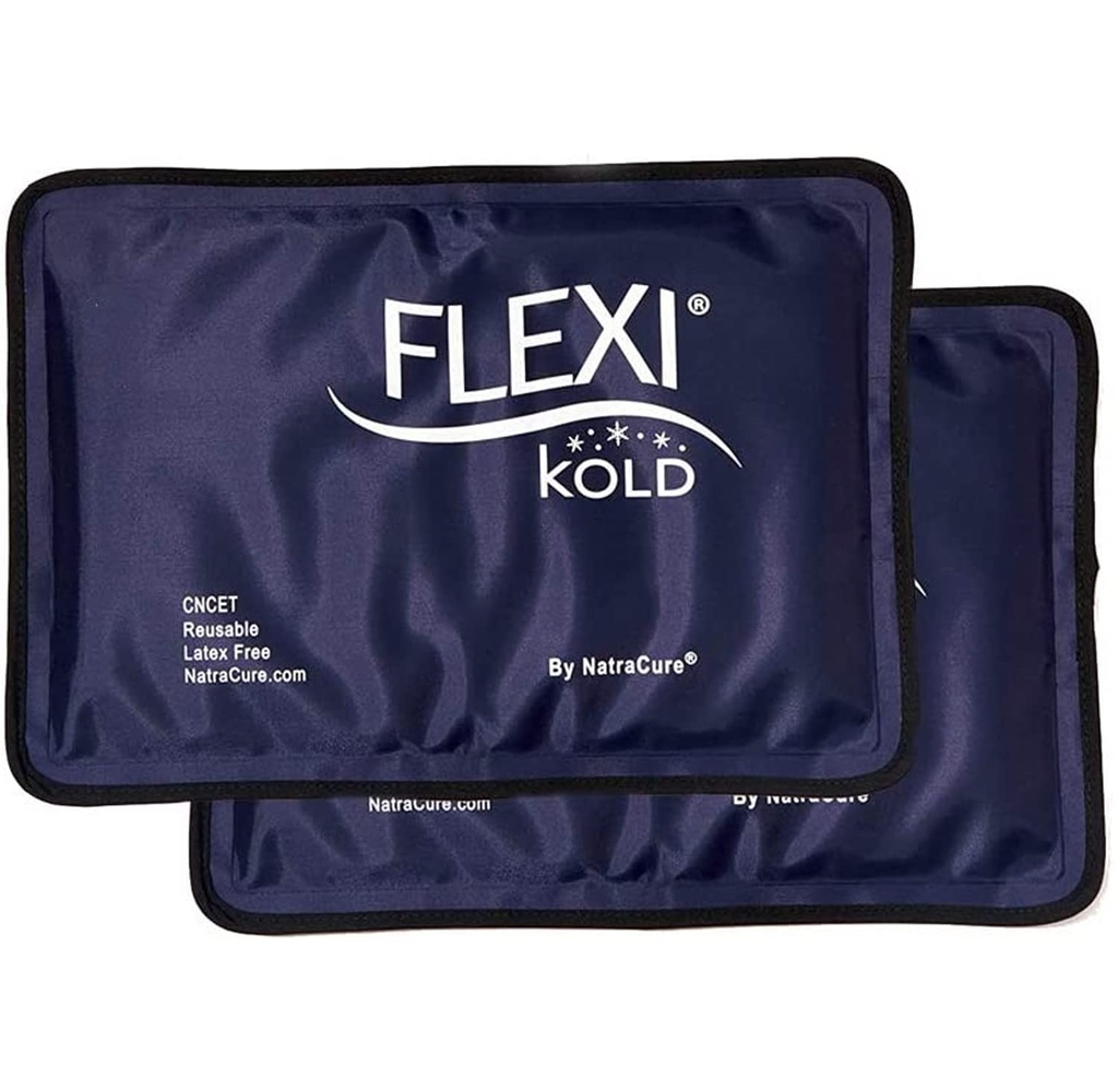 2 Pacotes de gelo FlexiKold Gel - Pacotes de gelo para lesões reutilizáveis, alívio da dor nas costas, pacote de gelo de joelho enrolado, após a cirurgia, pacote de gelo para joelho - 6303-COLD-2PK por NatraCure - médio – 2PK