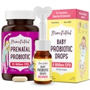 Mama natural pré-natal Probiótico e bebê Probiótico gotas Bundle – Gut, Vaginal e Imune Suporte para a mãe + Conforto digestivo para o bebê com bebê Probióticos – Bundle & Save