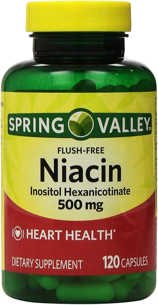 Spring Valley - Niacin 500 mg, Flush Free, 120 Cápsulas