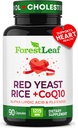 Red Yeast Rice 1215 mg. Cápsulas - Forte extra Red Rice Levessado com CoQ10 Suplemento, Além de ácido alfa lipoico e linhaça orgânica, Citrinina livre, Suporta Saúde Cardiovascular, Não-GMO 90 tampas vegetais