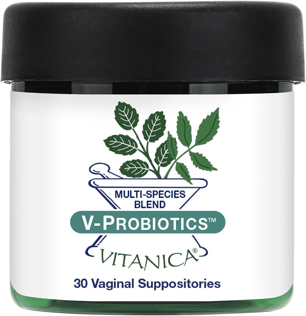 Vitanica V-Probióticos - Probióticos para Mulheres - Supositórios vaginais com Lactobacillus Rhamnosus, Gasseri & Mais - Suplemento de Saúde da Mulher - Pro Logo - 30 Supositórios vaginais