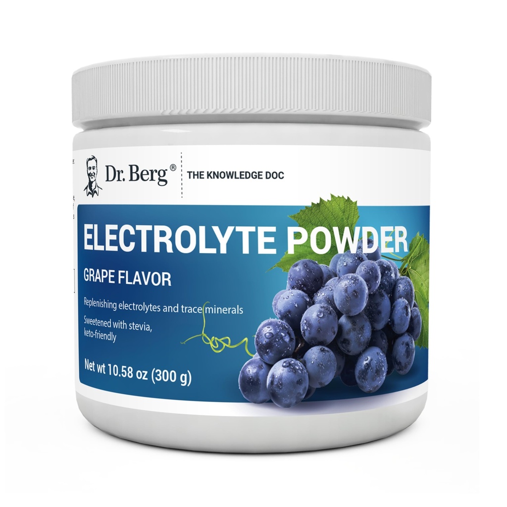 Dr. Berg Zero Açúcar Hydration Keto Electrolyte Powder - Melhorado w / 1000 mg de Potássio & Real Pink Himalayan Sal (não sal de mesa) - Grape Flavor Hydration Drink Mix Supplement - 50 Servings