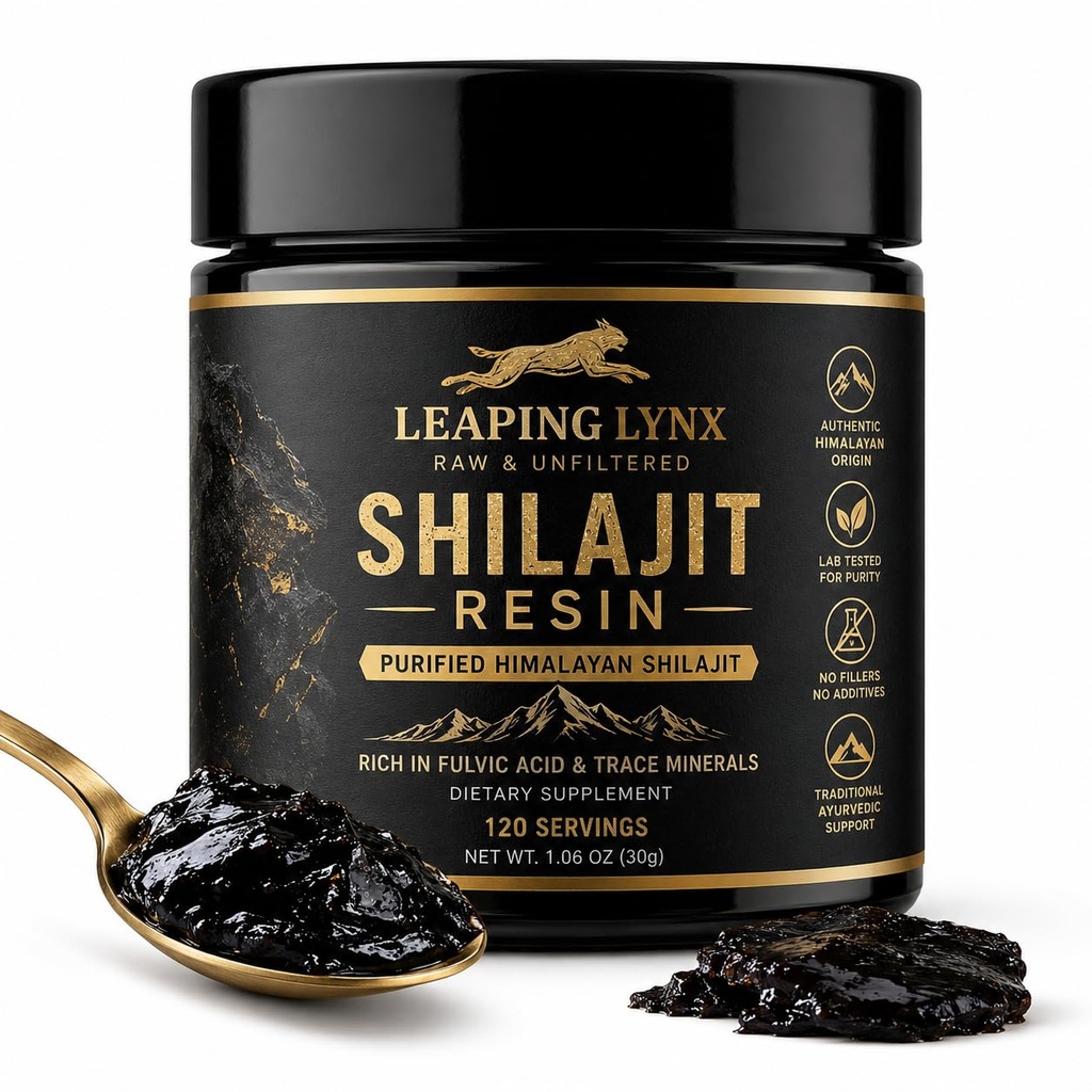 Himalayan Shilajit Resin [1.000 mg] Puro Shilajit Orgânico Natural Grau Dourado Alpine Colheita, Seca ao Sol, & Laboratório Purificado para homens e mulheres, Potência máxima > 75% Ácido Fulvico & 85+ Minerais Trace