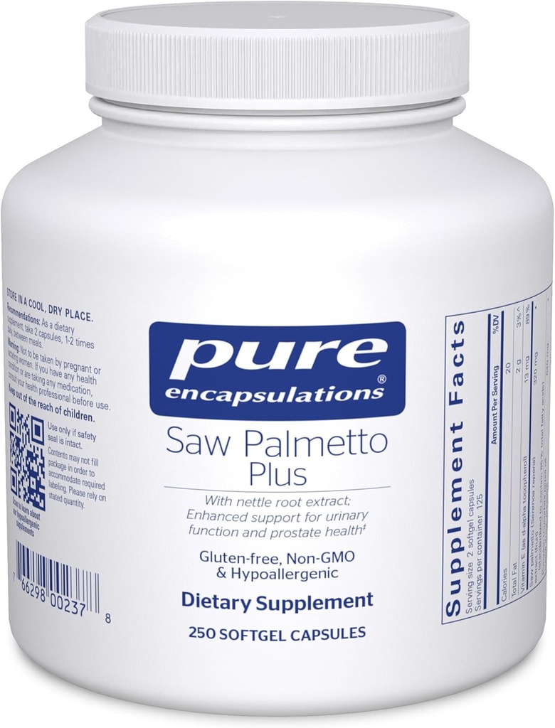 Encapsulamentos puros Saw Palmetto Plus com Extrato de Raiz Nettle para apoiar a função urinária