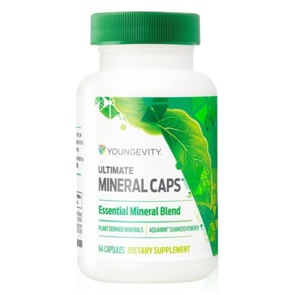 Youngevity Ultimate Mineral CapsTM - 70+ Essential Full Spectrum Trace Minerals - Nutrient-Dense, Derived from Humic & Aquamin Seaweed (64 Cápsula) (Pacote de 4)