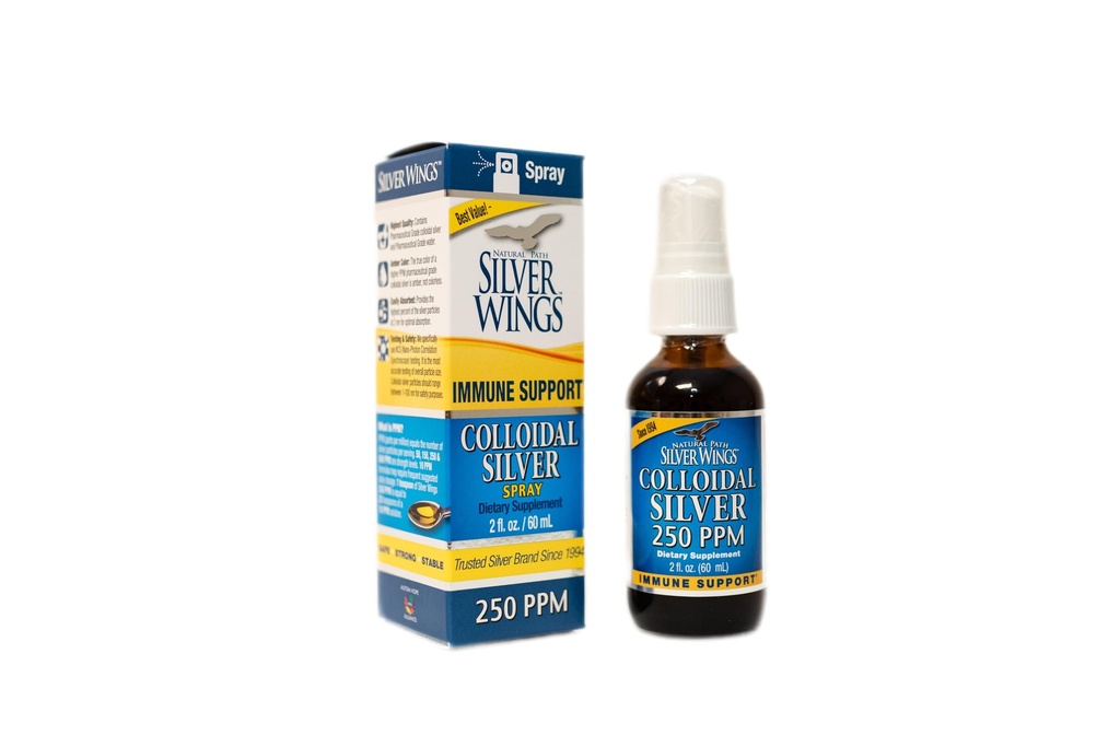 Líquido de prata coloidal - Suplemento de suporte imunológico melhorado - 250ppm (1250mcg) - Spray de 2 onças