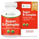 Vitamina B Complexo - 8 Super B Complexo Vitaminas com Colina & Inositol, Vitaminas B1, B2, B3, B5, B6, B8, B9 & B12 - B100 Complexo - 180 Cápsulas Vegan - 6 Mês de Fornecimento - Made in the USA