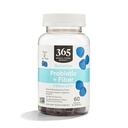 365 por mercado inteiro de alimentos, Probiótico + gomas de fibra 2 bilhões de UFC, Natural sabor de framboesa azul, 60 quilates
