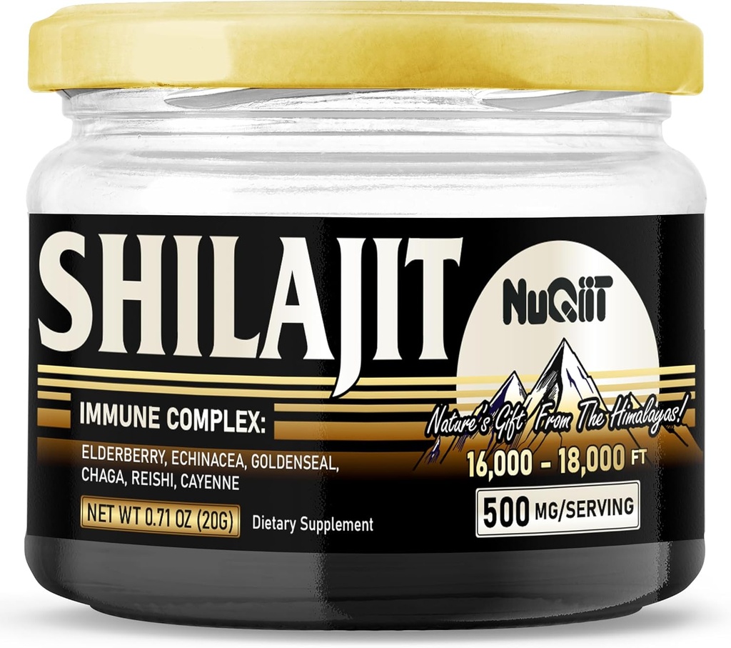 20 Gr - Shilajit Resinand Imune Support Blend Elderberry, Echinacea, Goldenseal, Chaga, Reishi e Cayenne