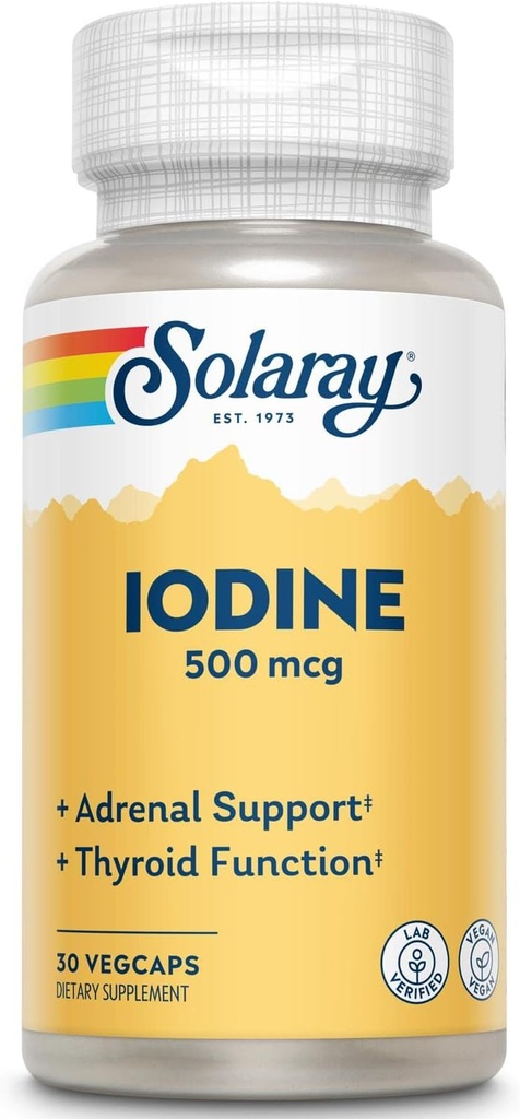 Solaray Iodine 500 mcg Pode ajudar a apoiar função saudável da tireóide, Metabolismo, Foco e Energia