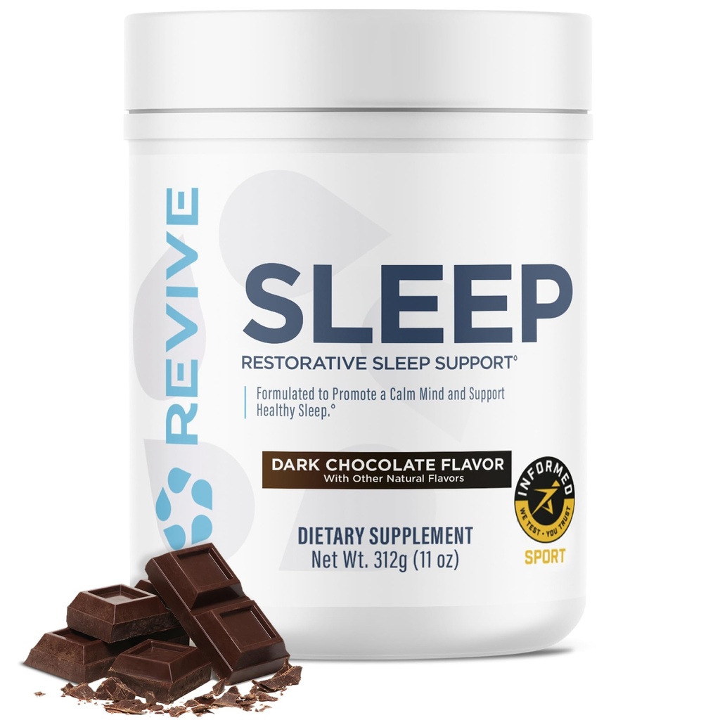Reviva o suplemento de suporte de sono MD para adultos, chocolate escuro - suplementos de sono com magnésio (Glycinate), inositol, Glycine & L-Theanina - Promove o relaxamento e saúde do sono (30 Servings)
