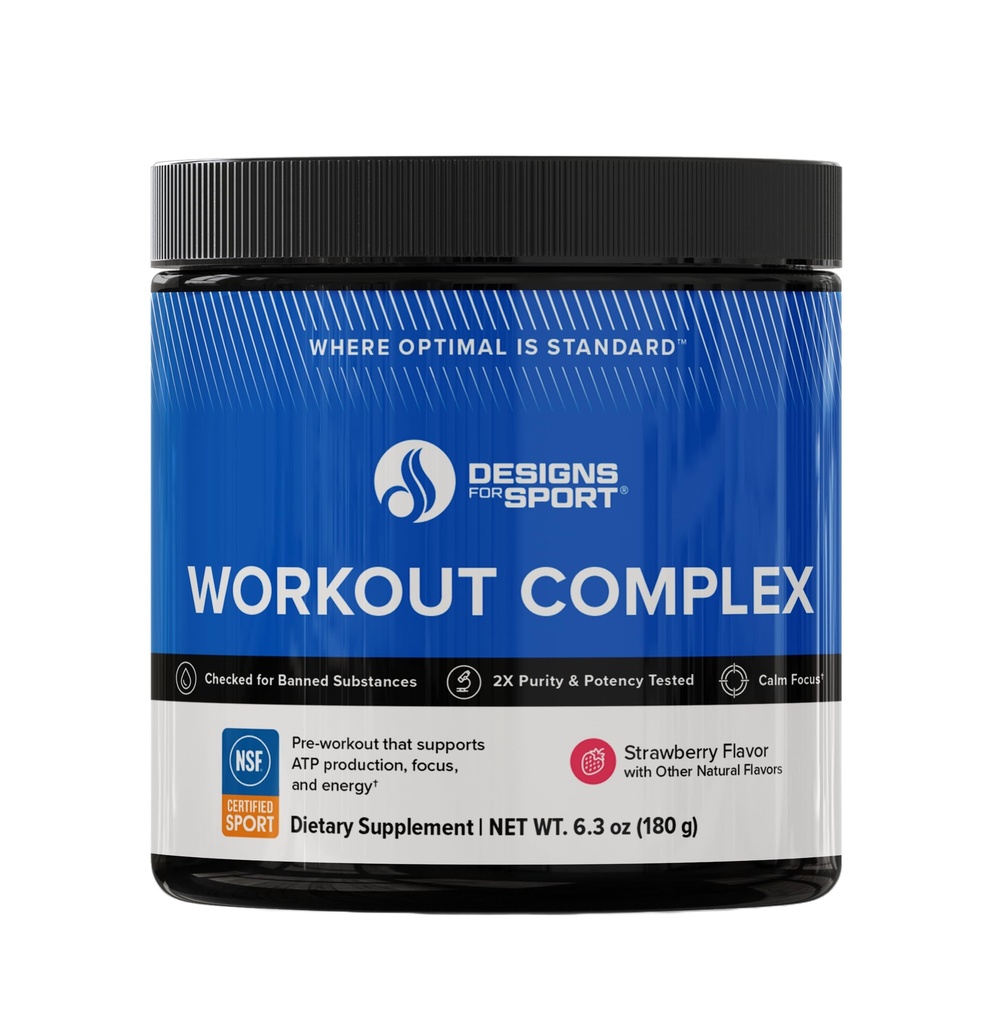 Designs for Sport Workout Complex - NSF Certified for Sport Pré Workout Powder - L-tyrosine, Acetil L-Carnitina, Creatina e Cafeína para apoiar o treino Recuperação, Energia e Foco (6,3 onças)