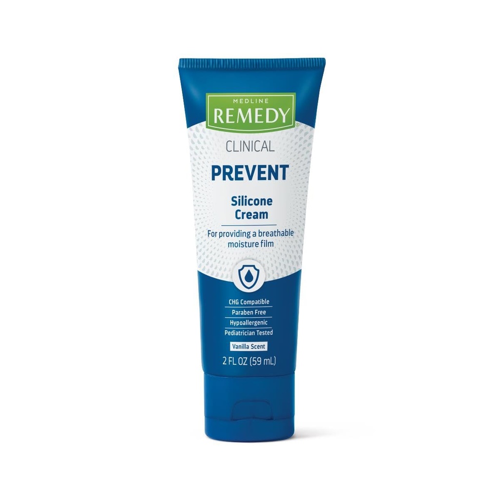 Medline Remedy Clinical Silicone Cream (2 oz Tube), Espessura de baunilha, Filme respirável, Relaxante, Hidratante, Nutrição, Hydrating Skin Care, Para Cracked, Chaped, Pele sensível