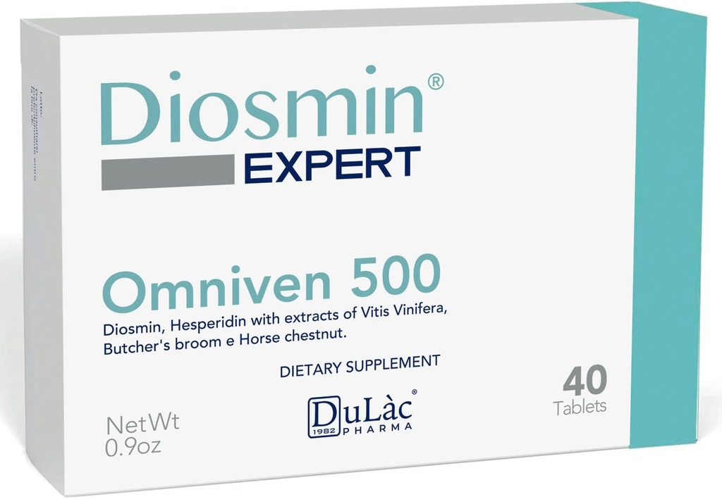Dulàc - Omniven 500-40 Comprimidos Diosmin, Extrato de Castanha de Cavalo, Broom de Açougueiros, Hesperidina. Suplemento dietético, feito na Itália