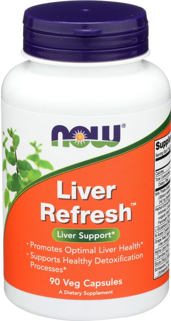 NOW Foods Supplements, Fígado RefreshTM com extrato de cardo de leite e mistura única Herb-Enzyme, 90 Veg Cápsulas