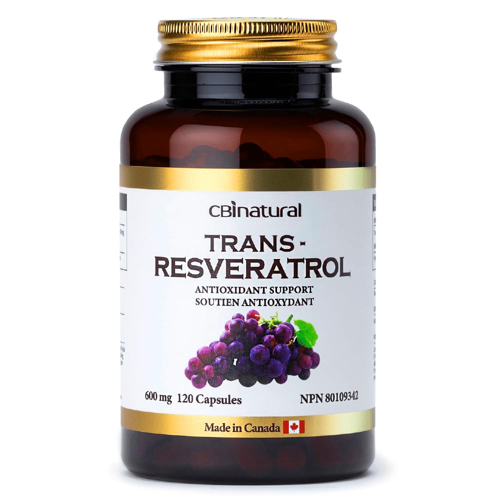 Trans-Resveratrol 600mg, Antioxidante de alta potência, Suporta Saúde Celular & Envelhecimento saudável, 120 cápsulas Vegan, Fornecimento de 4 meses, Não-GMO, Gluten Free