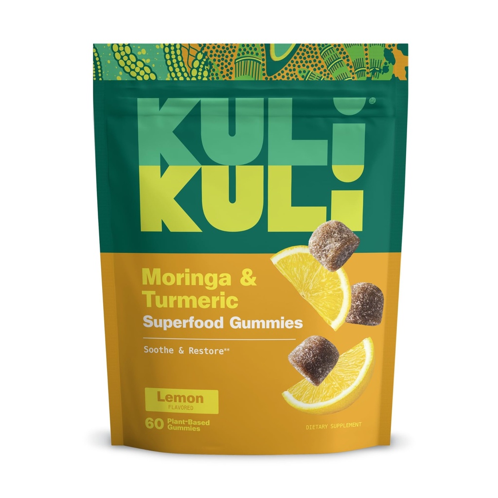 Gummies Kuli Kuli Super Energia - Suplementos de energia com Moringa, Booster de energia natural sem cafeína - 60 Não-GMO, Gummies Moringa sem glúten