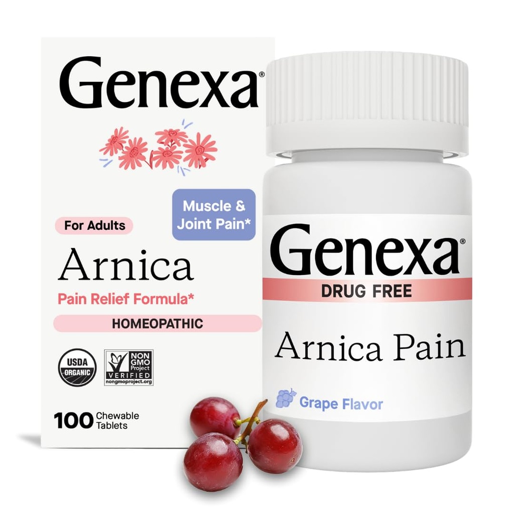 Genexa Arnica para alívio da dor . Alívio muscular e dor articular, dor e rigidez . Reduz as contusões e inchaço .