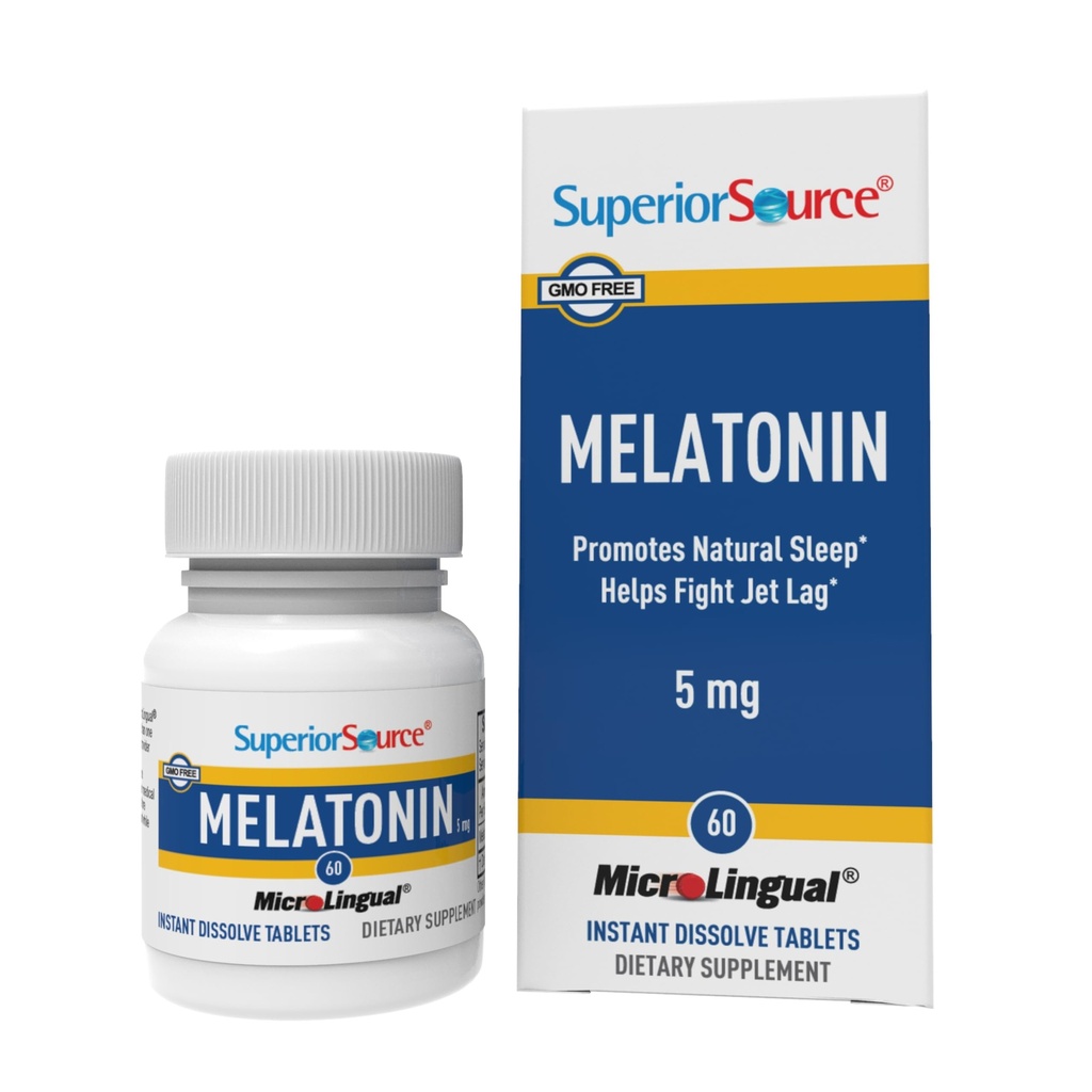 Fonte Superior Melatonina 5 mg - Suplemento de Apoio ao Sono Saudável para Adultos - Fórmula de Melatonina com Ajudas de Camomila Relaxação e repouso - 60 comprimidos de dissolução sublingual