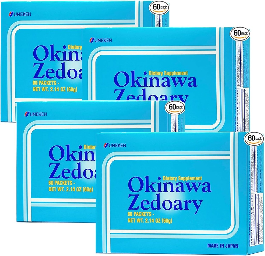 Umeken Okinawa Zedoary Açafrão roxo e branco com extrato de repolho fermentado, Gut Health Supplements for Women and Men, Zedoary Root, Supplement Turmeric, 60 Count, Pack of 4