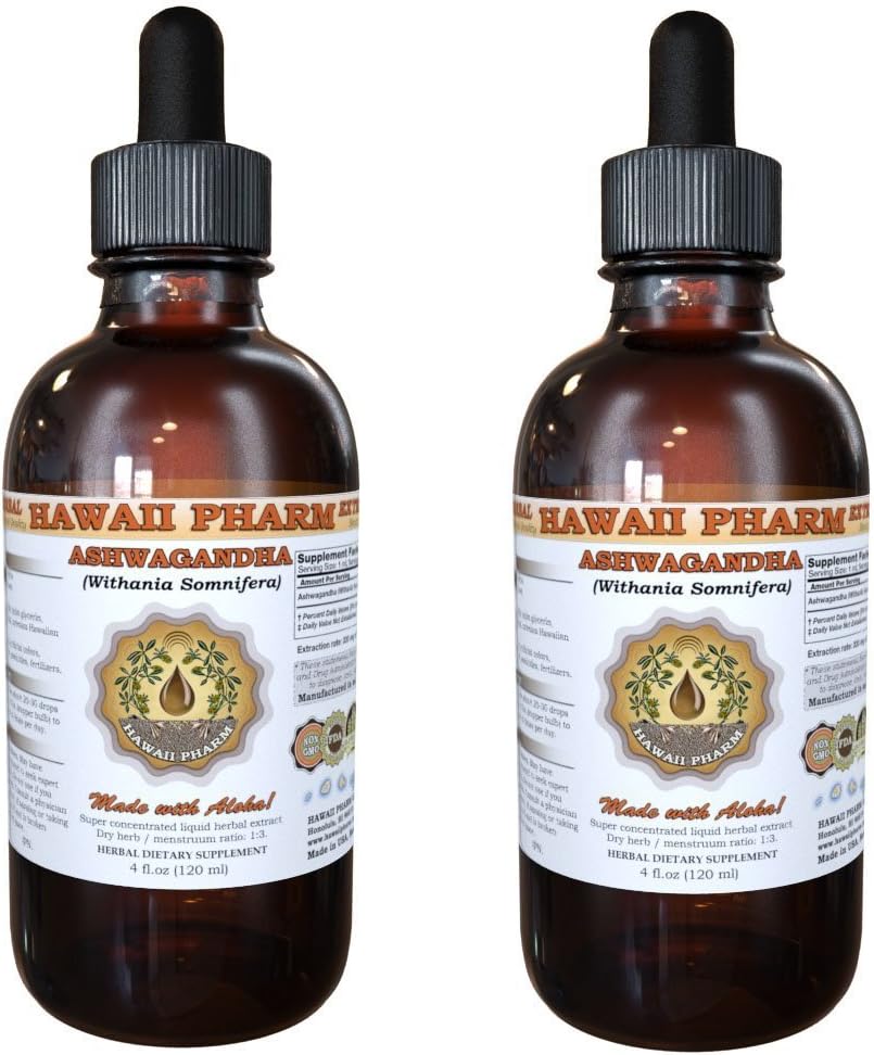 Extrato Líquido de Ashwagandha, Ashwagandha orgânica (Withania Somnifera) Suplemento 2x4 oz