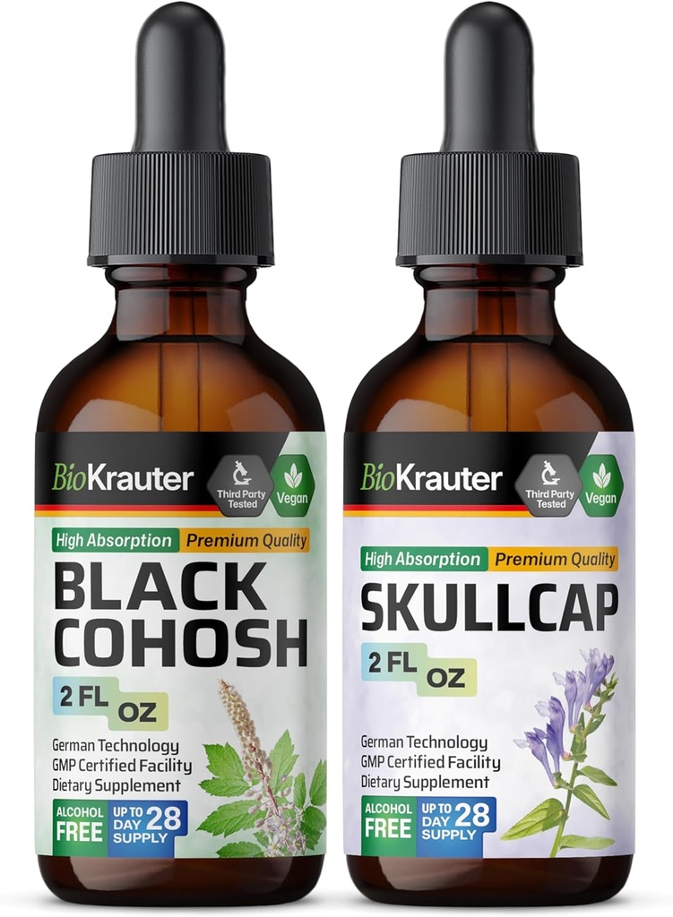 BIO KRAUTER Black Cohosh Tintura 2 Fl. Oz. & Skullcap Tintura 2 Fl. Oz.