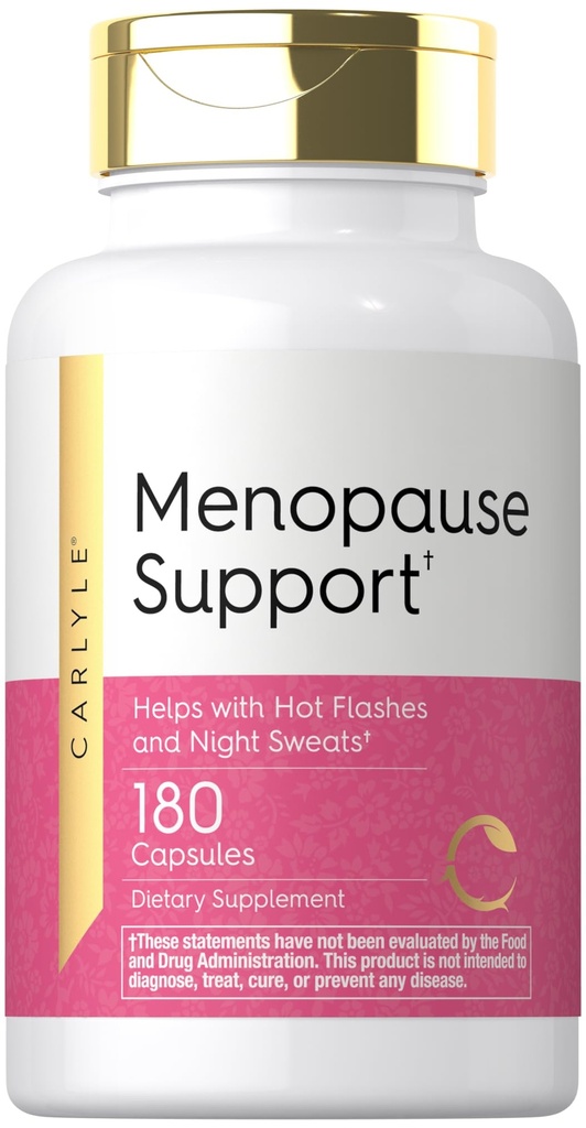 Carlyle Menopause Supplement for Women 180 Cápsulas Ajuda com os flashes quentes e suores noturnos Não-GMO, Suporte sem glúten Menopause