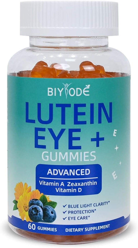 Lutein Gummies: Suporte saúde ocular Lutein Vitaminas Zeaxanthin Suplementos para Adult Vision Care e Macular Support 60 Gummies 30 dias de fornecimento