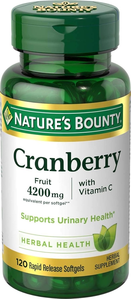 Fruto de cranberry Bounty da natureza 4200 mg, mais vitamina C, 120Softgels..