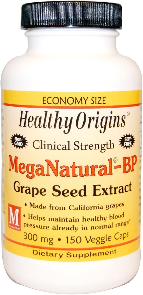 Origem saudável Extrato de Sementes de Uva Mega Natural-BP - 300 mg - 150 Cápsulas