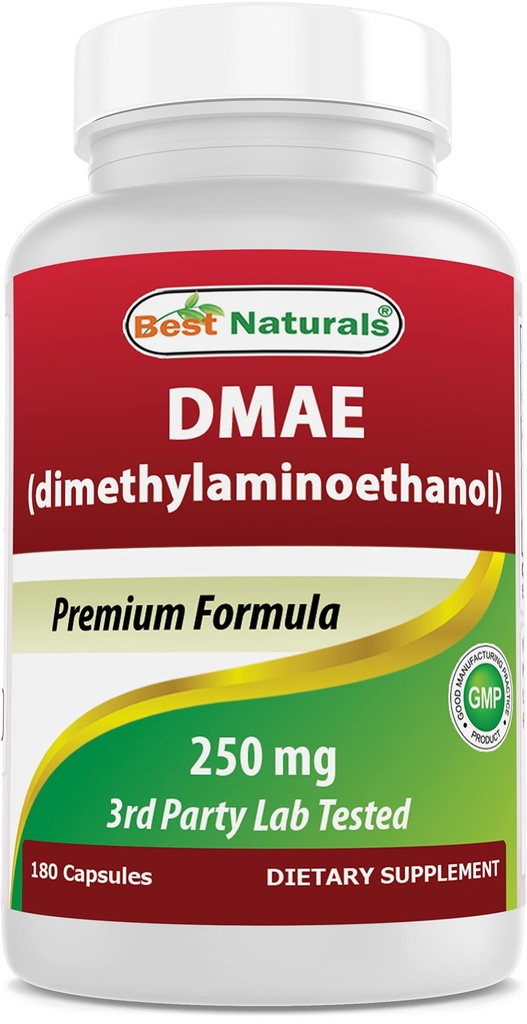 Melhores naturais DMAE Suplemento 250 mg 180 Cápsulas - Dimetilaminoetanol Bitartrato