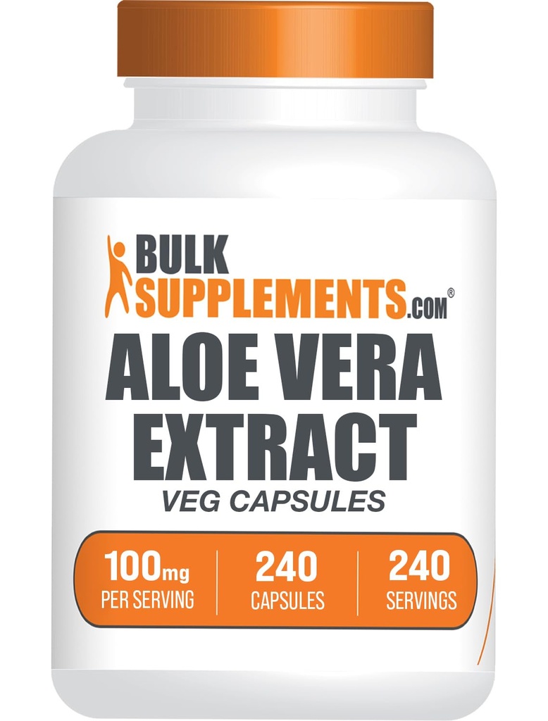 BulkSuplementos.com Cápsulas Aloe Vera - Aloe Vera Extract, Suplemento Aloe Vera - Suplemento de ervas, Glúten Grátis, 1 Cápsula por Serviço, 240 Cápsulas Veg (Pack of 1)