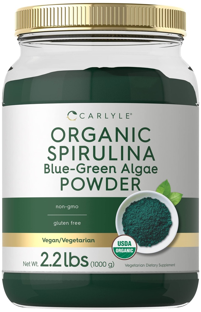 Carlyle espirulina orgânica em pó 2,2 lbs Azul Verde Algas por Servir . Vegan, Não-GMO, Suplemento sem glúten
