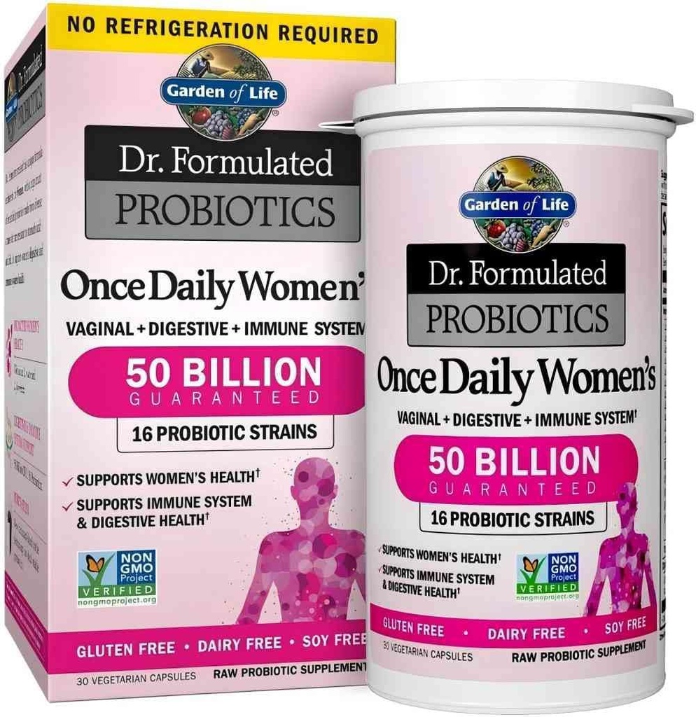 30 Cápsulas Uma vez por dia Dr. Formulado Probióticos para Mulheres 50 Bilhões UFC 16 Probiótico Strains com Prebióticos Orgânicos para Digestivo, Vaginal e Imune Saúde, Dairy Livre. 1 Pacote