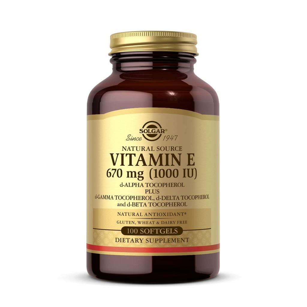 Solgar Vitamina E 670 mg (1000 UI), 100 Softgels mistos - Antioxidante Natural, Pele & Sistema Imune Suporte - Vitamina E Naturalmente-Fonte - Livre de Glúten, Leite Livre - 100 Serventes