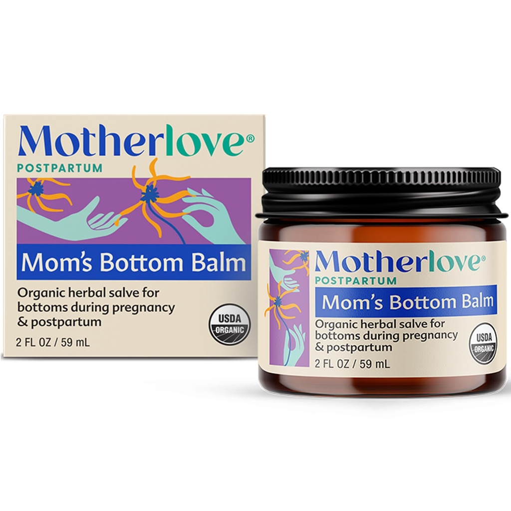 Motherlove Balm inferior da mãe (2 onças) Ervas Orgânicas Salva w / Avelã Witch para Bottoms durante a gravidez e pós-parto — Não-GMO Pomada