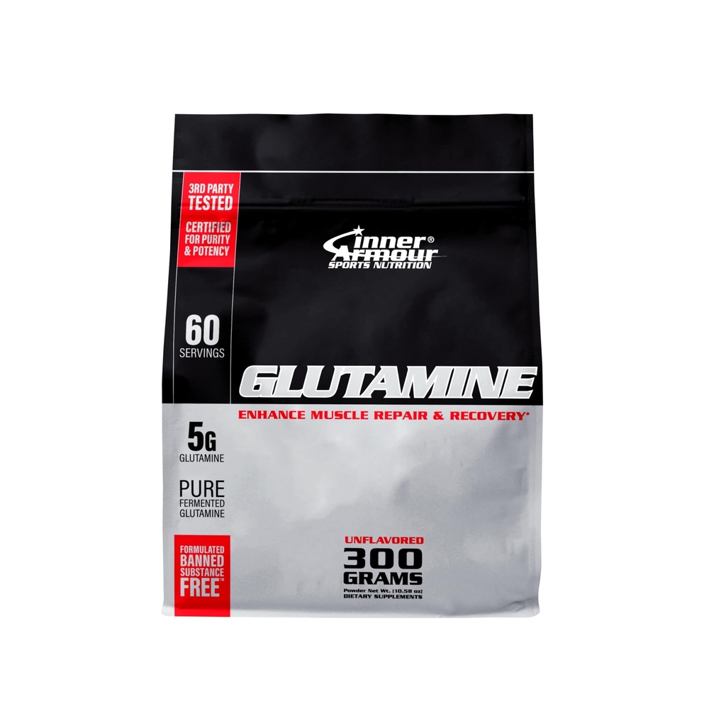 Pure Glutamina em pó – Recuperação pós-treino – Crescimento muscular – Função do sistema imunológico - Solução rápida, Flavor-livre, Vegan-Amigo Fitness Suplemento - 300 gr ou 60 Servings