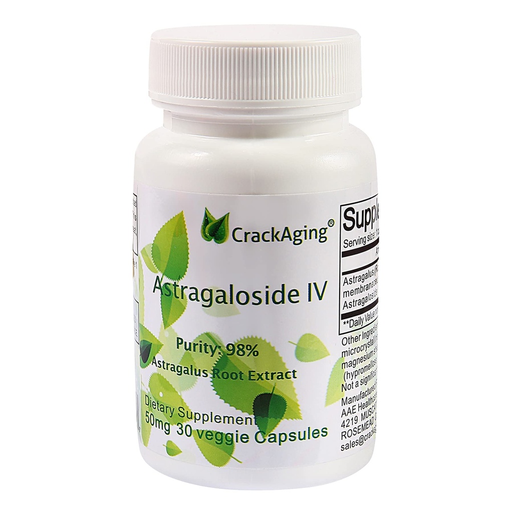 Crackaging-Super-Absorção Astragaloside IV 98% 50mg 30 Cápsula Antienvelhecimento DNA Telomere Astragalus Root Supplements