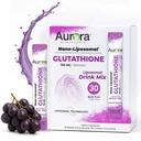 Aurora Nutrascience Nano-Liposomal Glutationa, Uva em pó Mix Imune & Antioxidante Gut suplemento de apoio à saúde, 750 mg por serviço, Não-GMO, Açúcar-livre, 30 pacotes de serviço único