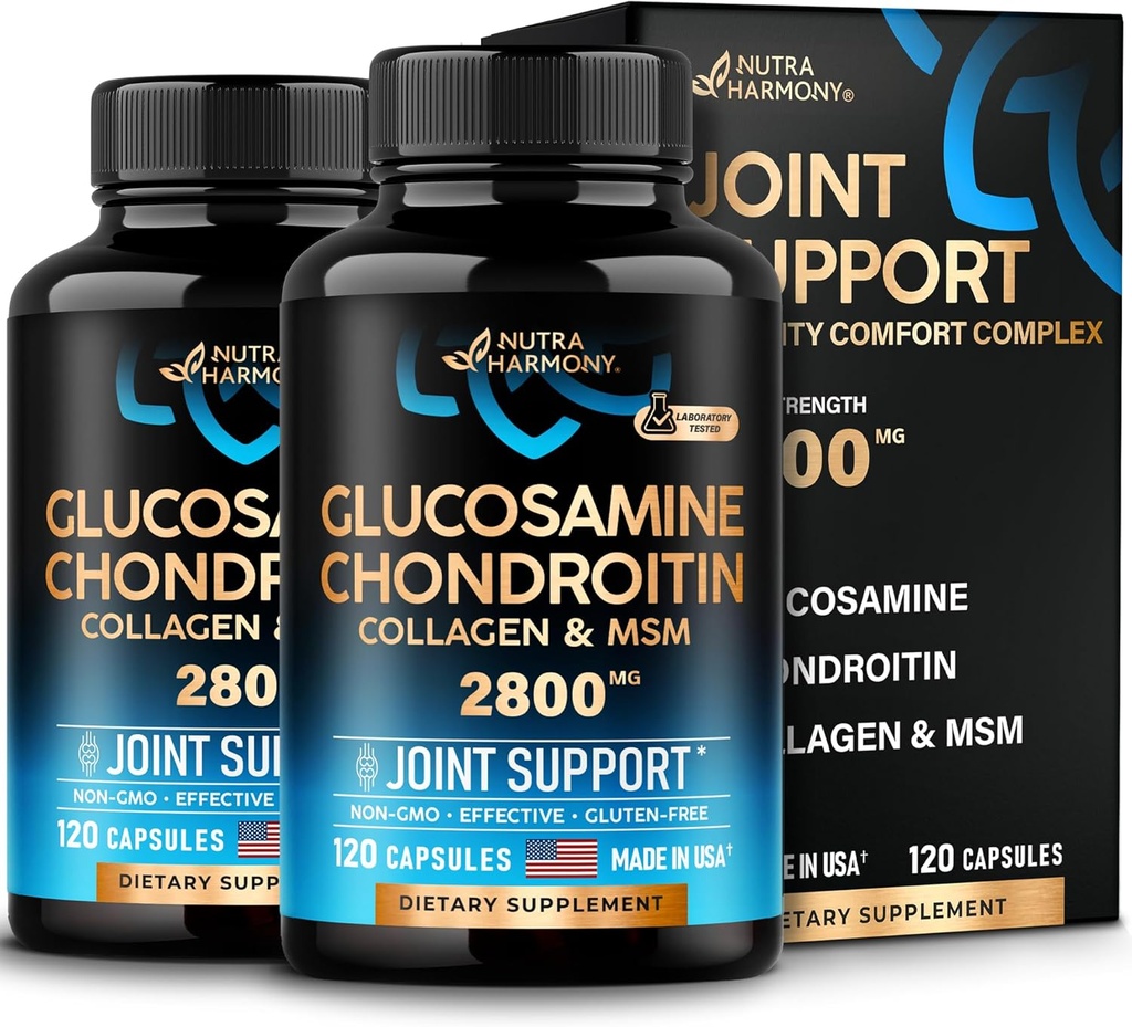 Glucosamina Condroitina HSH Colágeno . Suplemento de suporte conjunto 2800 mg . . Made in USA . Flexibilidade Vitaminas Nutricionais .
