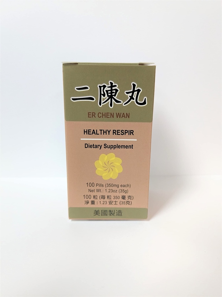 Lao Wei Healthy Respir - Er Chen Wan Herbal Supplement Ajuda para a função brônquica, Sistema Respiratório 350mg 100 comprimidos Made in USA