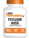 BulkSuplementos.com Cápsulas de Psyllium Husk - Suplemento de Psyllium, Fibra de Psyllium Husk - Vegan & Gluten Grátis, 240 Veg Cápsulas (Pacote de 1)