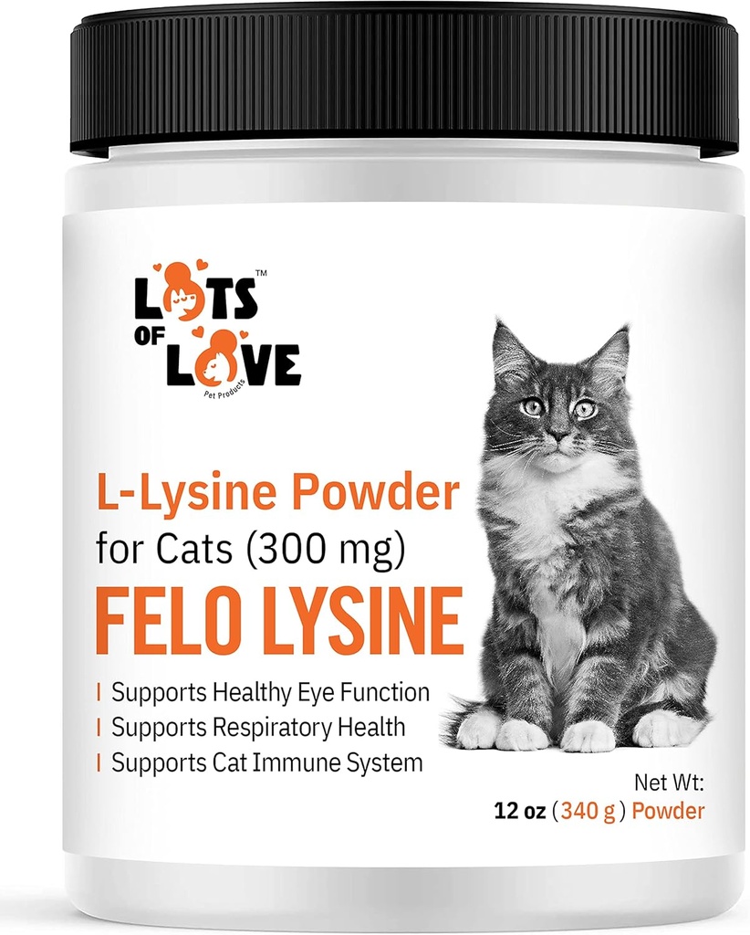 FELO LYSINE - Pó de L-lisina para gatos 300 mg (Thomas Pet Mais cedo), 12 onças