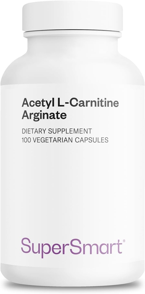 Supersmart - Acetil L Carnitina Arginate 1000 mg por dia - Aminoácidos - Suplemento Cérebro Popular - Não-GMO e Glúten Grátis - 120 Cápsulas Vegetarianas