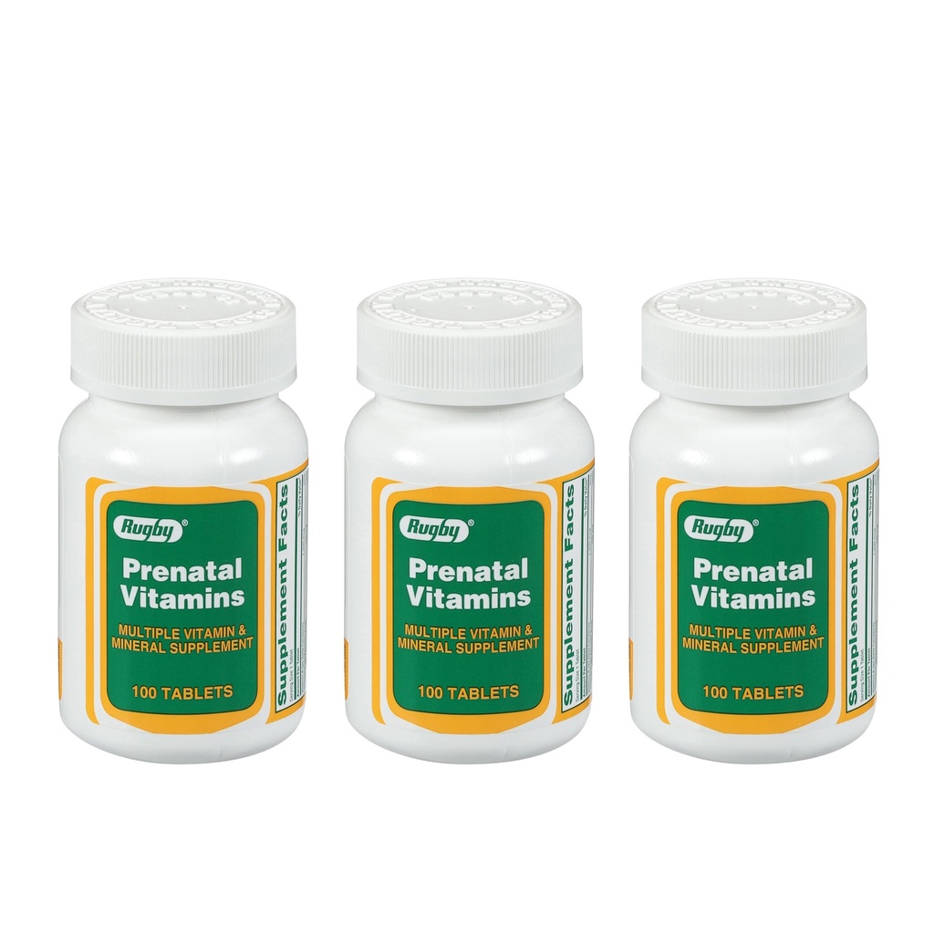 Vitaminas Pré-Natais de Rugby - Suplementos Múltiplos Vitaminas e Minerais - 100 Comprimidos (3 Embalagem)