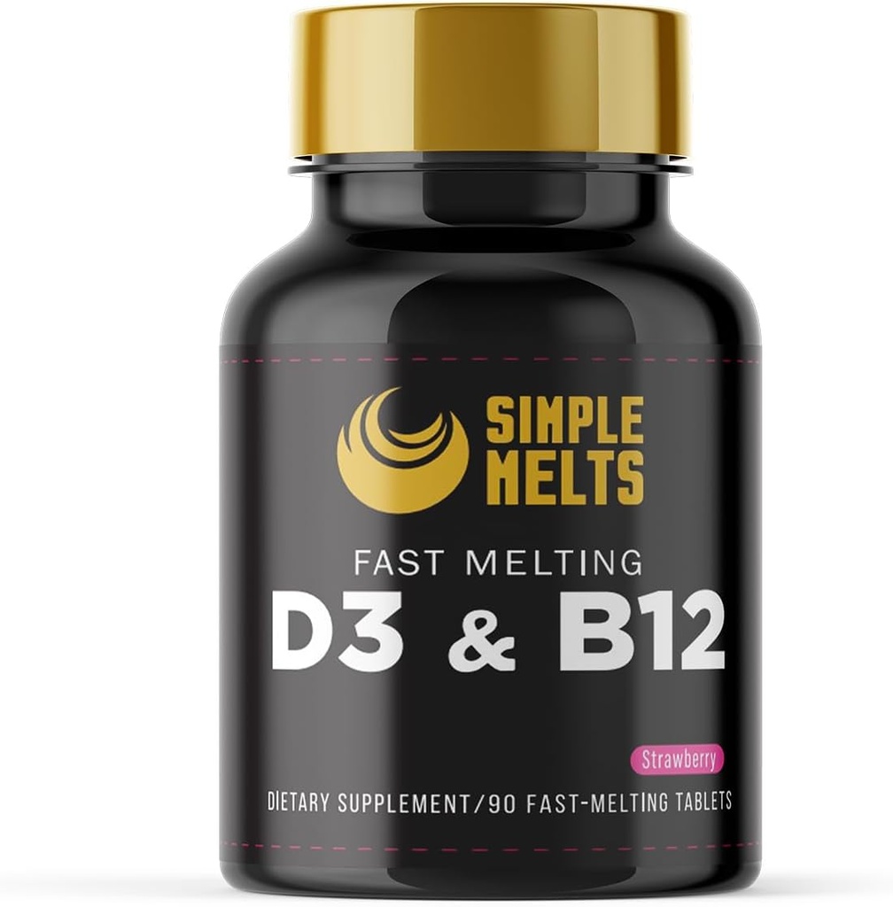 Dissolvível Bariátrico D3 B12 ; Vitamina B12 2500mcg & D3 125mcg 5000IU B 12 e D 3 Comprimidos ; Osso, Imune Suporte ; Sabor de morango ; Vegan ; Suprimento de açúcar, 90-dia